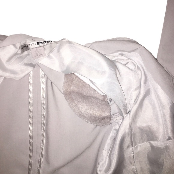 White Blazer Ruffle Trim Business Professional Work Necessary Objects Medium - Picture 7 of 13